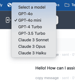 Screenshot displaying the model selection interface on Aiflowly.com, featuring options for ChatGPT, Claude, and Google Gemini.